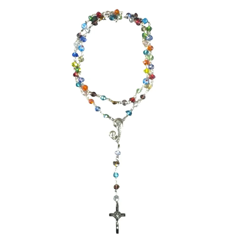 Artemisa‎ Unique Handmade Multicolor Wire-Wrapped Glass Bead Catholic Rosary